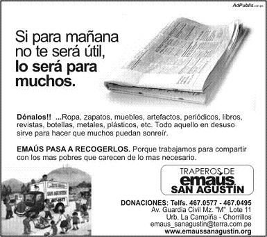 Campaña publicada en  PERU21. Líder de los Diarios Tabloides Serios. 320,000 Lectores